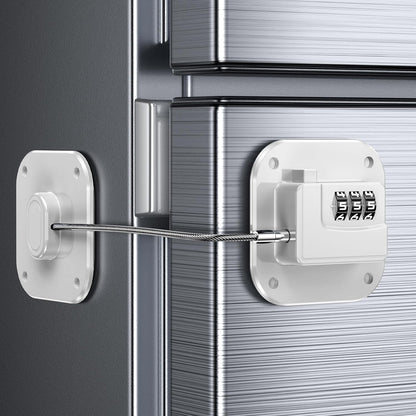 Child Proof Fridge Door Lock with Adhesive, Combination Latch for Kids and Pets, Self Adhesive