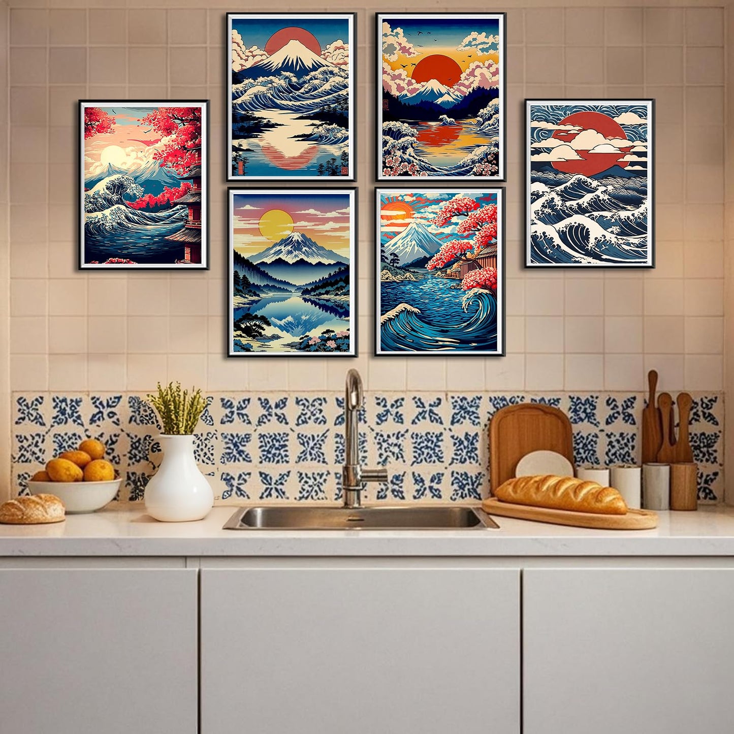 Leatrice Sunrise Diamond Painting Kits for Adults 5D Diamond Art Kits Gem Dots Paintings Full Drill Beginners Women DIY for Home Wall Decor 11.8x15.7 Inches Landscape 6 Pack Waves