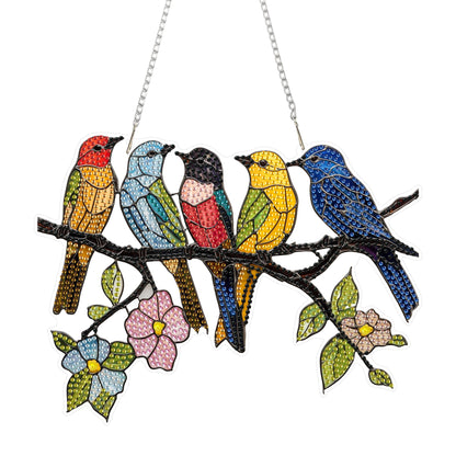 Yunzlly DIY Hanging Diamond Art Pendant Kit Bird, Special Crystal Double Sided Diamonds Painting Ornament Kit for Adults, Acrylic Gem Painting Board for Window Decor