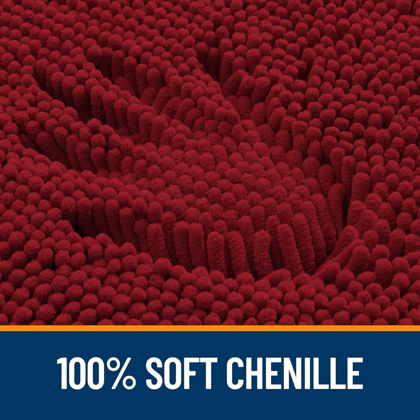 OLANLY Large Bath Rugs - Extra Soft Chenille, Quick-Dry Rubber Backing | 40x32 Inches, Red