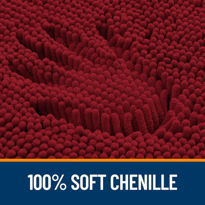 OLANLY Large Bath Rugs - Extra Soft Chenille, Quick-Dry & Machine Washable | 47x32, Red