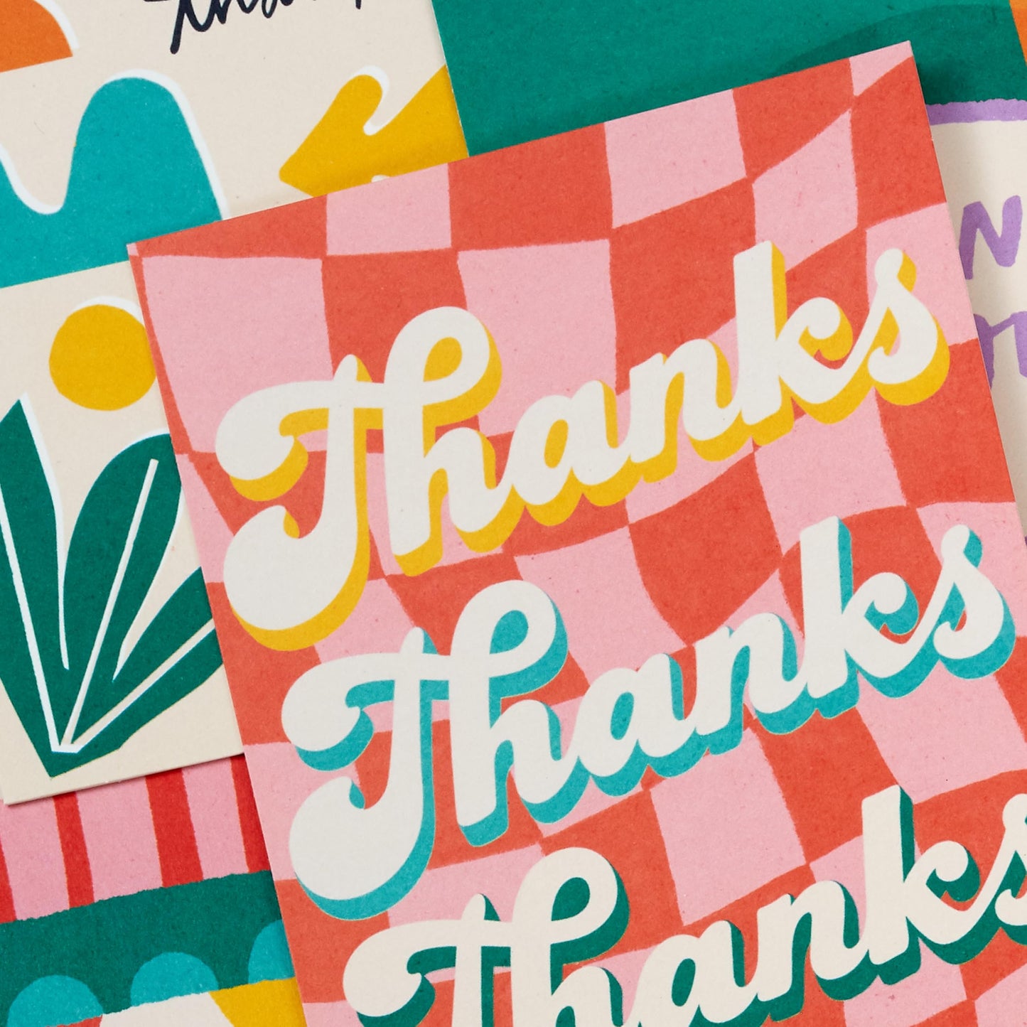 Hallmark Retro Thank You Card Assortment (24 Blank Cards with Envelopes) Orange, Yellow, Green, Pink