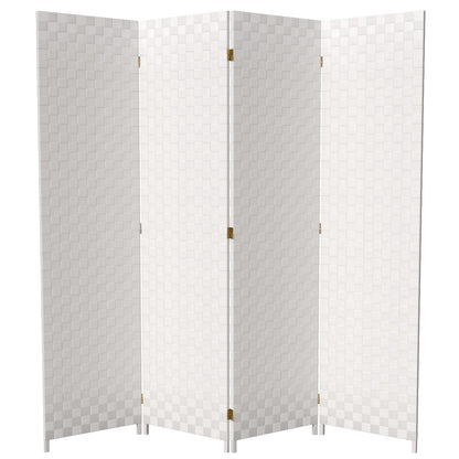 Red Lantern 6 ft. Tall Woven Fiber Outdoor All Weather Room Divider - 4 Panel - White