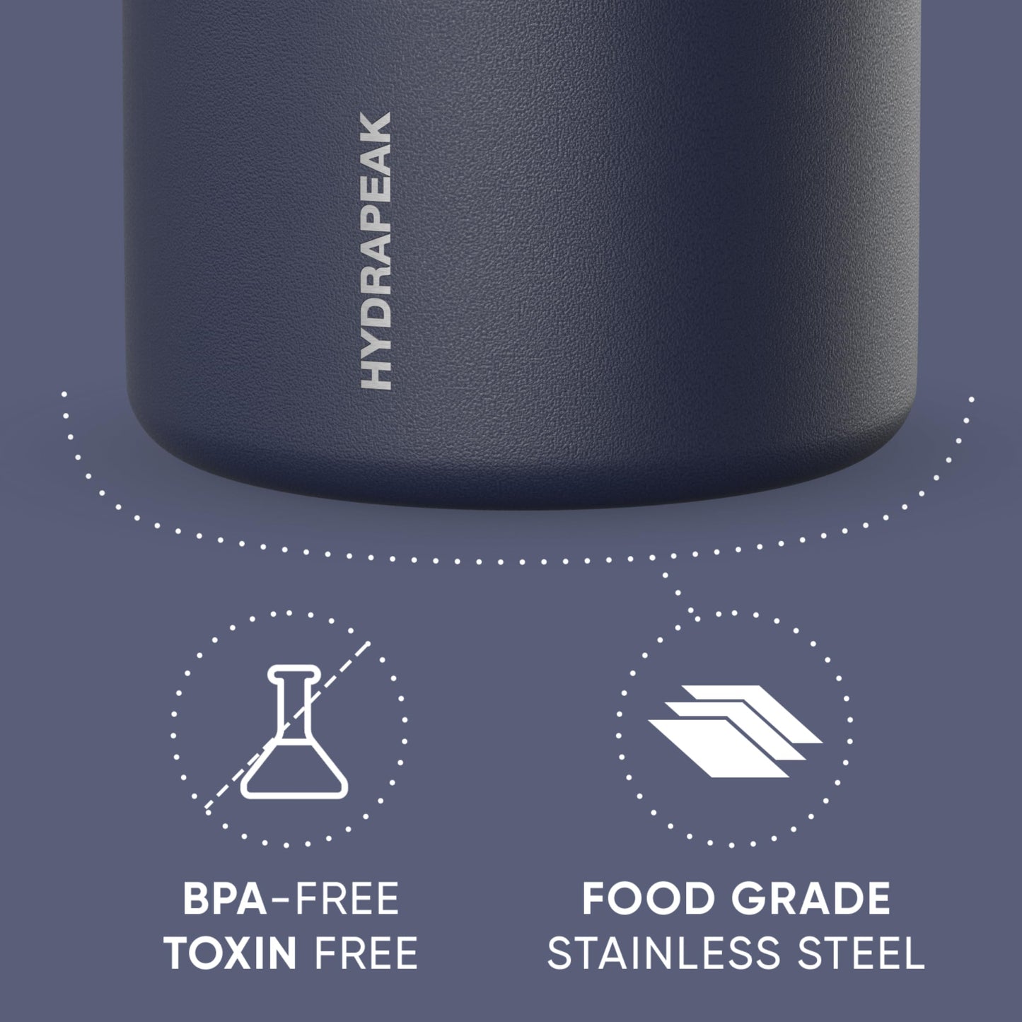 Hydrapeak 25oz Stainless Steel Vacuum Insulated Food Jar | for Hot Food and Cold Food, Wide Mouth Leak-Proof Soup for Adults, 10 Hours Hot and 16 Hours Cold (Navy)