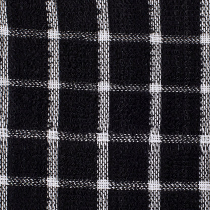 DII Basic Terry Collection Windowpane Dishcloth Set, 12x12, Black, 6 Piece