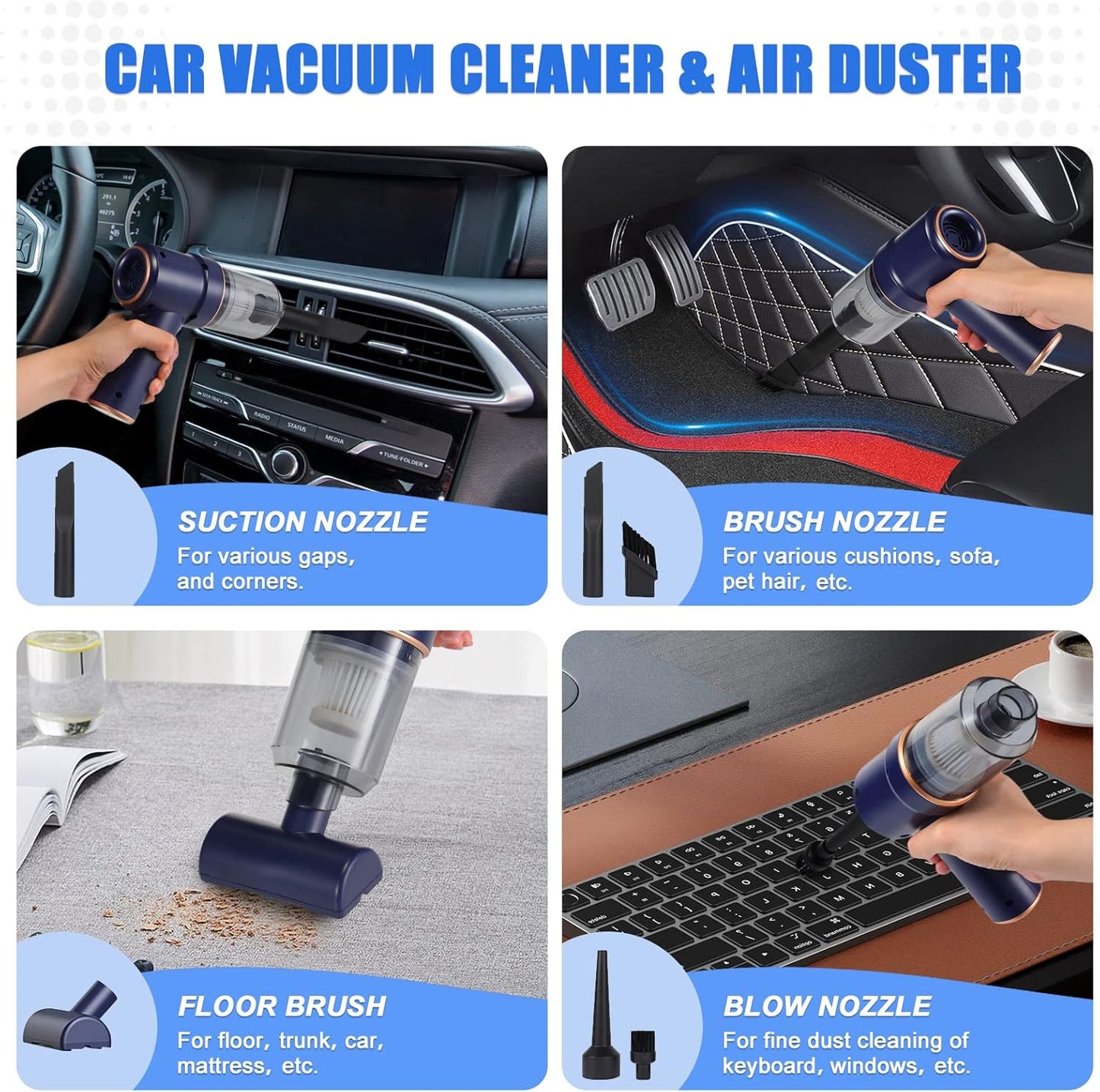 Car Vacuum Cleaner Cordless, Handheld Vacuum Cordless, 9000PA Suction 120W High Power Portable Vacuum Cleaner