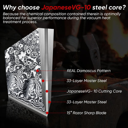 Huusk Damascus Nakiri Knife 7inch - Japanese Knives with Sharp Edge and Wooden Handle, Hand Forged Chef Knives for Home Use, Meat Vegetables Fish Knives, Christmas Gift for Men and Women