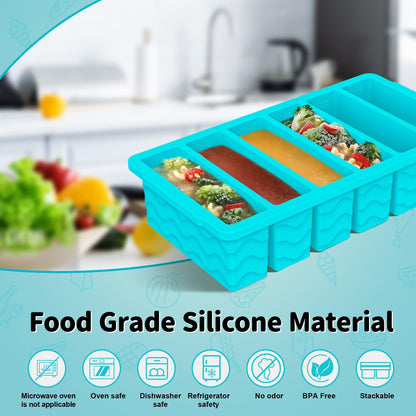 2-Pack Silicone Freezer Trays with Lid, 2 Large 2-Cup(500ml) & 6 Small 1/2-Cup(125ml) Soup Freezer Container Molds, Ice Cube Tray For Meal Prep & Freezing Soup, Stews, Sauces, Oven & Dishwasher-Safe