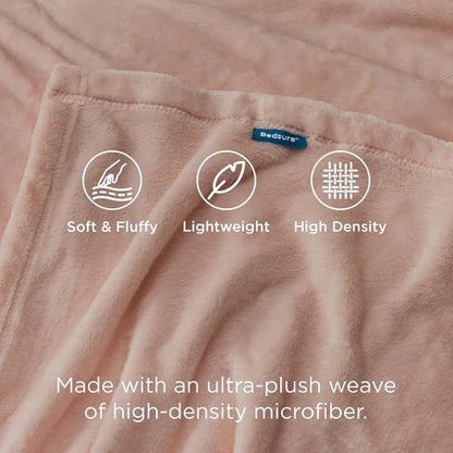 Bedsure GentleSoft Fleece Throw Blanket - Dusty Pink 300GSM Cozy Plush Blanket for Couch & Bed, 50x60 Inches