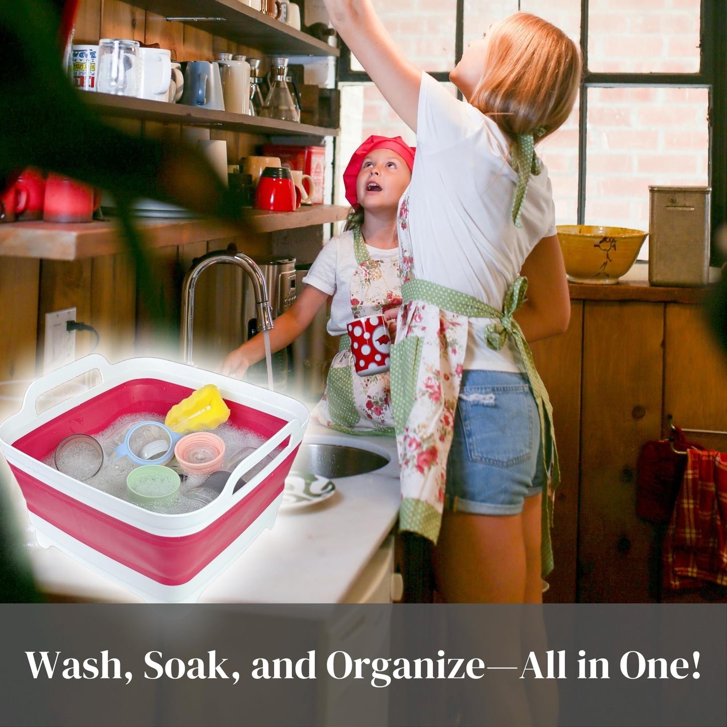 Collapsible Wash Basin for Baby Bottles - 2.4 Gallons Portable Wash Bin for RV Camping Sink, Space-Saving Dish Tub (Gray)