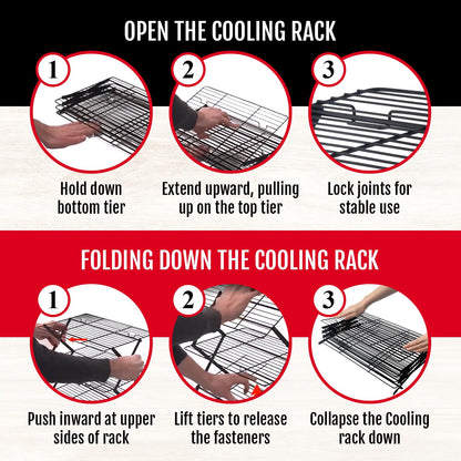 4-Tier Collapsible Cooling Rack For Baking - Expandable & Foldable Cookie Cooling Wire Rack - Baking Rack - Foldable Cooling Rack For Baking Supplies - Premium Quality & Sturdy Legs