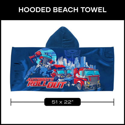 Northwest Transformers Autobots Roll Out Youth Hooded Bath, Pool or Beach Towel, Swim Poncho, Absorbent Quick-Dry Beach Cover-Up, for Boys & Girls, 22 x 51 inches