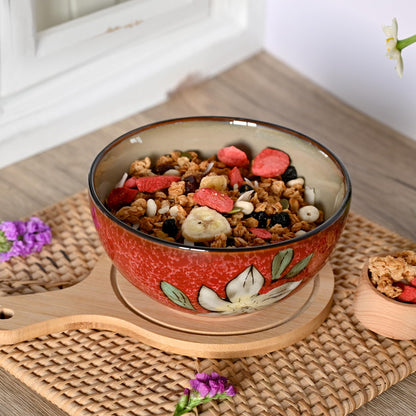 Ceramic Cereal Bowls Set of 6, Floral Design 6 inch – 28oz for Cereal, Salad, Soup, Dessert, or Snacks, Microwave, Dishwasher Safe
