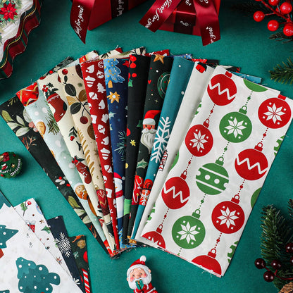 Tatuo 30 Pcs 10 x 10 Inches Christmas Cotton Fabric Bundle Squares Patchwork Floral Fabric Sewing Quilting Bundles Assorted Pattern Cloth for DIY Scrapbook Craft Making