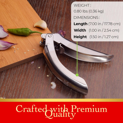 Coolklick Heavy Duty Garlic Press, No Peeling Needed, Stainless Steel Professional Garlic Mincer & Crusher, Dual Lever-Assisted Design with Large Capacity Chamber for Effortless Garlic Crushing.