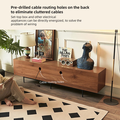 gaoyangjiaju 94.48" Mid Century Modern TV Stand for TVs up to 70"-90",Tv Console with 4 Storage Cabinets, Media Furniture for Living Room or Bedroom,Walnut