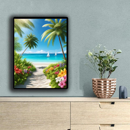 Beach Diamond Art Kits for Adults, 5D Diamond Painting for Adults Beginners DIY Round Full Drill Gem Art Kit for Home Leisure and Decoration 12x16inch/30x40cm