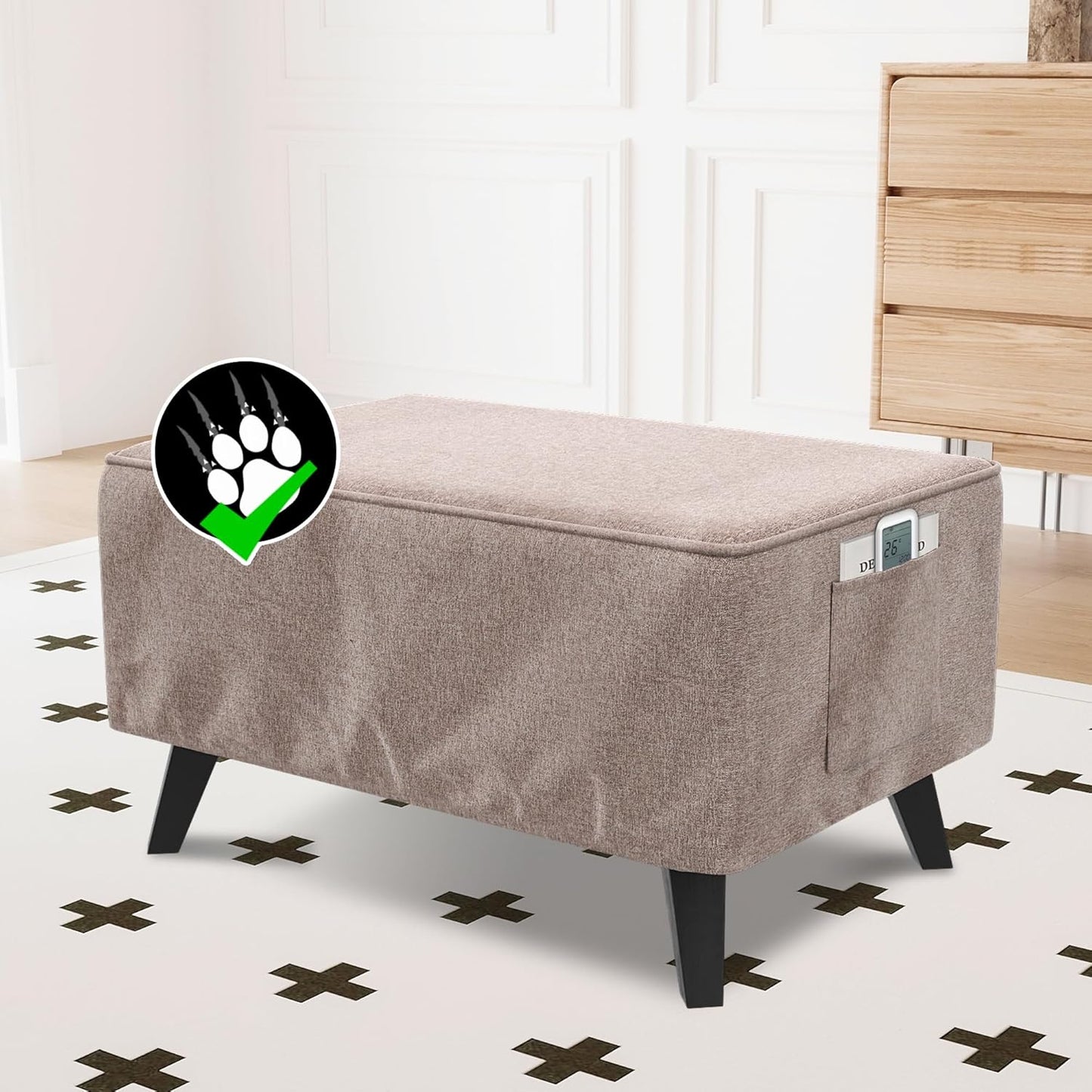 33"-34" 1 H.VERSAILTEX Ottoman Covers Slipcover Rectangle Fit Length Footrest Thick Durable Linen Look Piece Folding