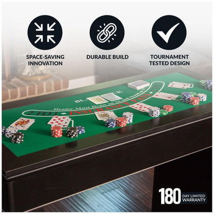 Hathaway Classic Monte Carlo 4 in 1 Casino Game Table - Includes Craps Table, Roulette Table Top, Blackjack Table Top Which Can Be Used as Poker Table Top, Bar Table Top, & Complete Game Accessories