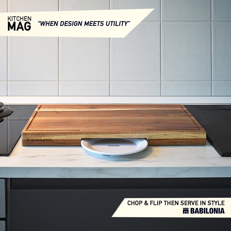 Acacia Wood Cutting Board for Kitchen 15.7 x 10.2 Inch (ExtraThick 1.6") Non Toxic Wooden Chopping Board for Meat, Cheese, Charcuterie Boards with Handle, Hardwood Butcher Block (Oil & Plate Included)
