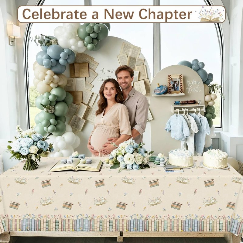 Caisehabu 3pcs Book Themed Party Decorations Tablecloths, Plastic Storybook Baby Shower Decorations Tablecloth for Book Club Party Decorations, 54in x 108in