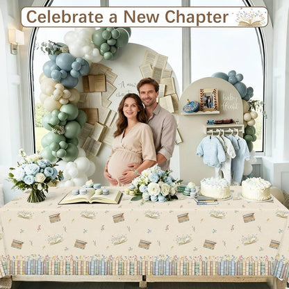 Caisehabu 3pcs Book Themed Party Decorations Tablecloths, Plastic Storybook Baby Shower Decorations Tablecloth for Book Club Party Decorations, 54in x 108in