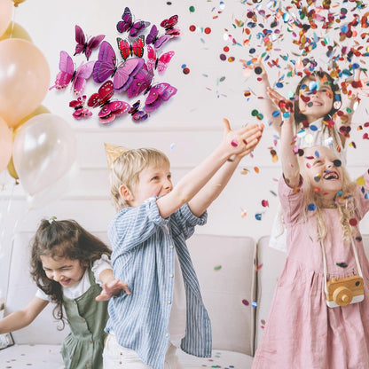OPSEAM 3D Butterfly Wall Decor - 72 PCS Magnetic Stickers for Party Decorations | Purple