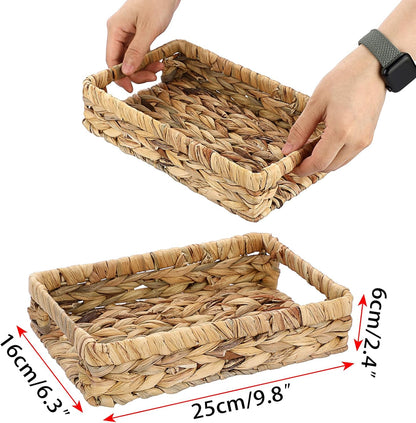 Sumnacon 9.8 Inch Bathroom Tray for Counter, Wicker Toilet Tank Organizer, Decorative Tray for Bathroom, Kitchen,
