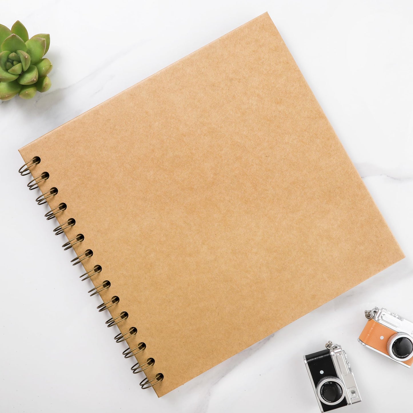 MEMOTOR Scrapbook 10 x 10 Inch DIY Photo Album, Memory Book for Parents and Kids, Hardcover Kraft Paper Brown 20 Sheets/ 40 Pages