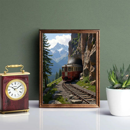 PUAGEMTI Mountain Train Scenic Tunnel View Diamond Art Kits for Adults, 5D DIY Full Drill Diamond Painting Kits for Adults Beginners, 12x16 in Diamond Painting Kit for Wall Home Decor (No Frame)
