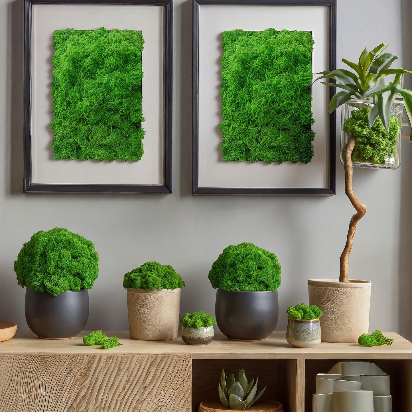 Suncalla Green Artificial Moss for Crafts 43.32oz/2.7lb Fake Green Moss Faux Grass for Potted Plants Indoor Bulk Large Capacity Fairy Garden DIY Decoration Model Making Walls Table Decors Home