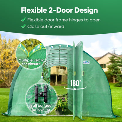 Quictent 20x10x6.6 FT Premium Greenhouse for Outdoors with 2 Door Frames, Reinforced Top Structure & Cover, Large Heavy Duty Walk-in Tunnel Hoop Green House for Garden Backyard Flower Winter, Green