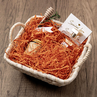 Mefleet 2 LB Crinkle Cut Paper Shred Filler Orange Crinkle Shredded Paper for Gift Box - Gift Basket Bag Filler - Grass Cushion Stuffing for Halloween Fall Christmas Holiday Packaging Wrapping