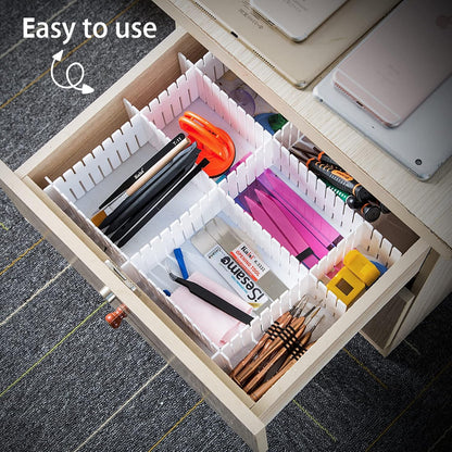 DVHOK 85Pcs Drawer Dividers, Adjustable Drawer Organiser, Cut at Will for Tidying Clutter Clothes, Socks, Makeup, Dresser, Kitchen White