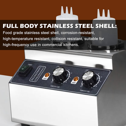 Electric Cheese Sauce Warmer Nacho Cheese Dispenser Warmer ， Commercial Cheese Dispenser, Hot Fudge Bottle Warmer for Cheese Chocolate Hot Fudge Caramel 86-185℉ 110V