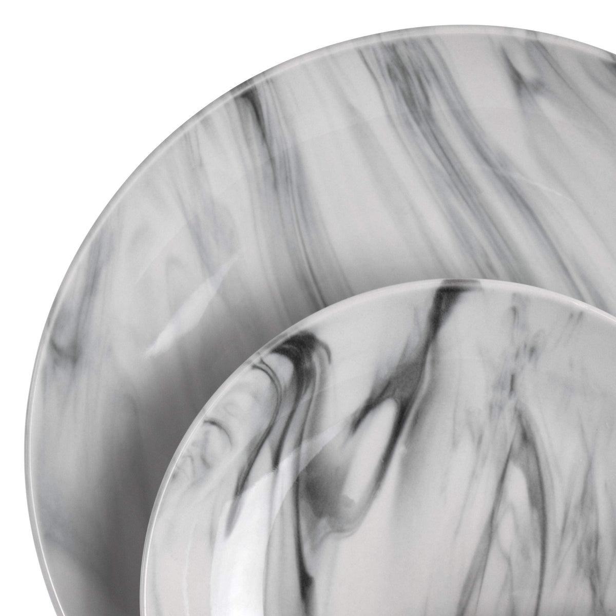 Elama Fine Marble 16 Piece Stoneware Dinnerware Set in Black and White