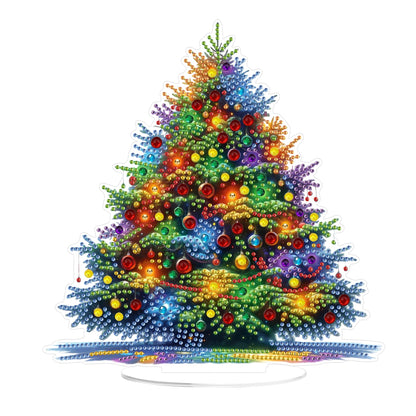 Yunzlly Tabletop Christmas Diamond Art Painting Kit, Desktop Gem Painting Ornament Kit for Adults, Table Top Acrylic Diamond Board Painting with Stand (Christmas Tree)