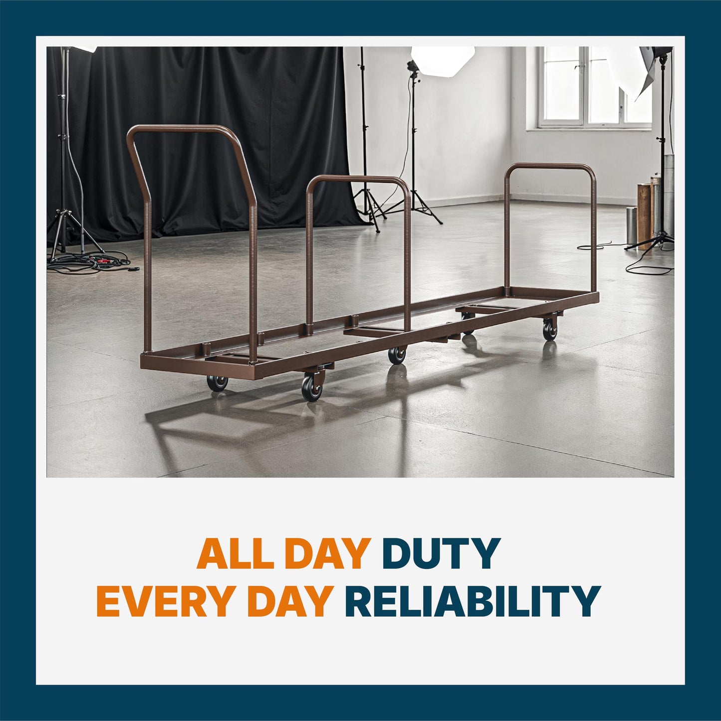OEF Furnishings OEFDY-50 Folding Chair Dolly – Heavy-Duty Steel Cart (50-Chair Capacity, Vertical Stacking, Fits Most Standard Folding Chairs)