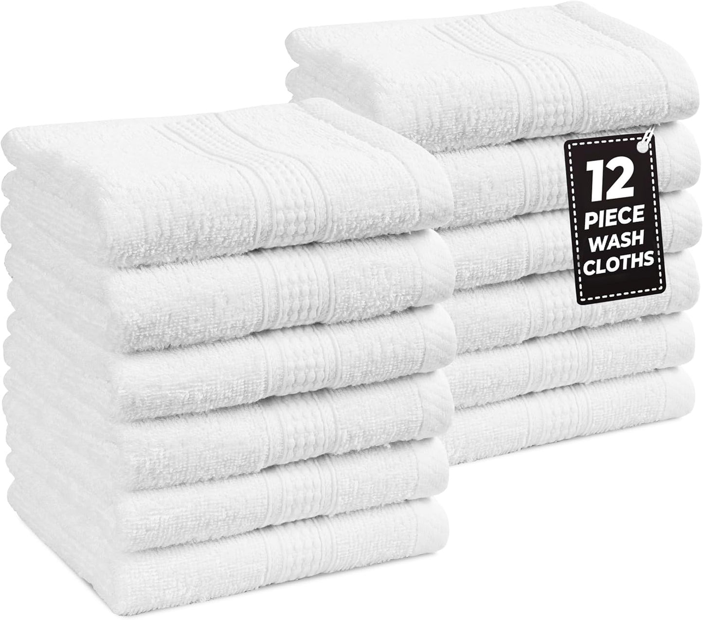 12 Set -100% LANE LINEN PC Wash Cloths Bathroom Cotton Highly Absorbent Washcloths Bulk, Premium Spa & Hotel Quality