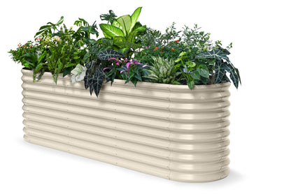 Annoell 30" Extra Tall Galvanized Raised Garden Bed, 8x2x2.5 ft Metal Planters for Outdoor Plants, Heavy Duty Flower Bed Deep Root for Vegetable, Garden Bed Outdoor Large Planter Box - Sand Beige