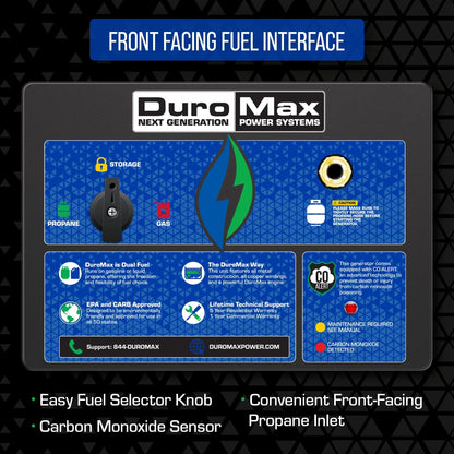 DuroMax XP12000HX 12,000-Watt Dual Fuel Portable Generator - Gas & Propane, Electric Start, Whole Home Power Backup, Transfer Switch Ready, RV & Emergency Ready