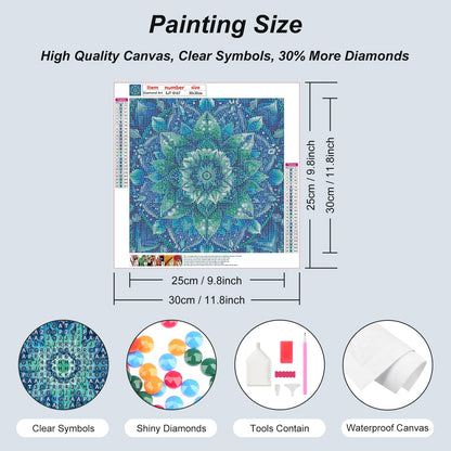 SJUTOUCI Mandala Diamond Art Kits for Adults, Diamond Painting Kits for Beginners, 5D Round Diamond Dots Gem Craft Art for Home Wall Decor 12x12 inch