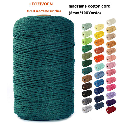 Macrame Cotton Cord, 4 Ply Twisted Macrame Yarn, Natural Cotton Cord Perfect Macrame Supplies for Macrame Plant Hangers DIY Crafts (Purple, 5mm*109Yards)