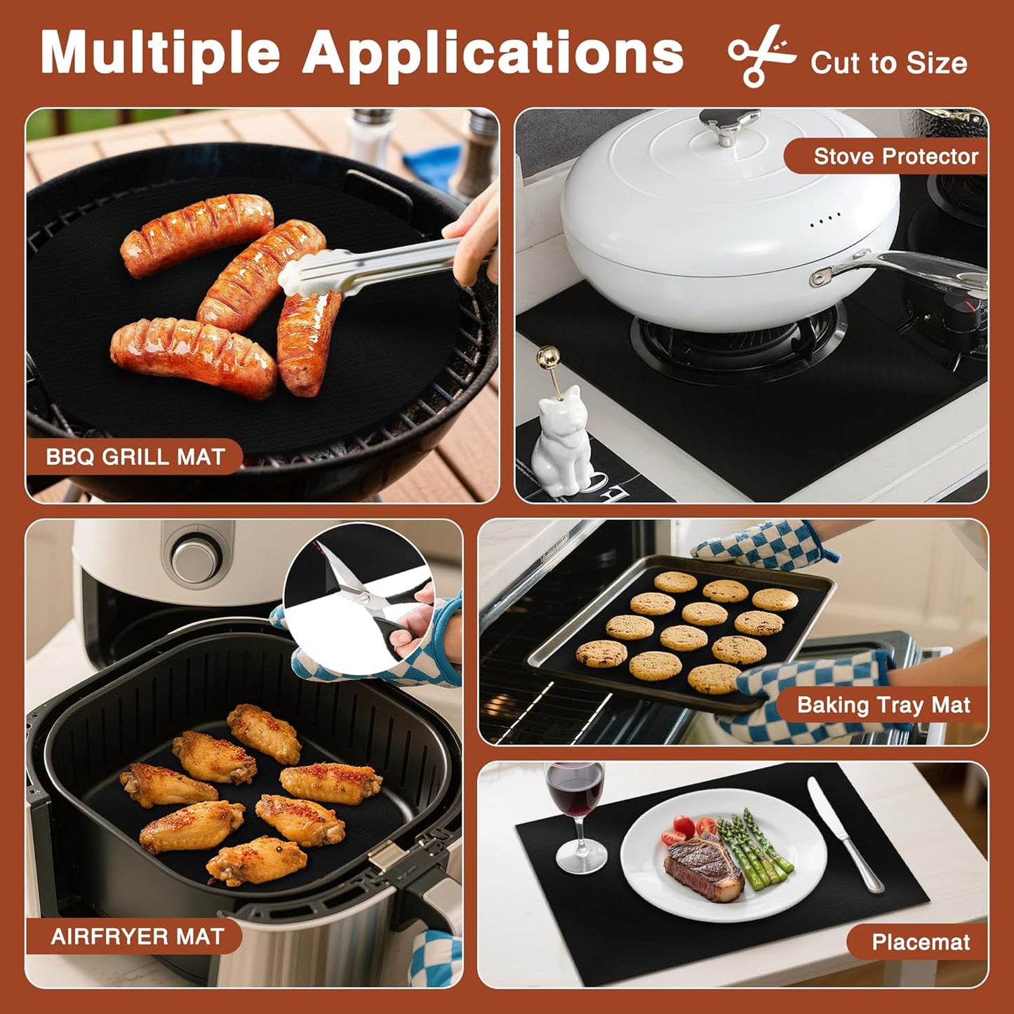 PrettyCare Oven Liners - Heavy Duty Non-Stick Mats | 3 Pack, 16.25”x23” | BPA & PFOA Free Kitchen Accessory