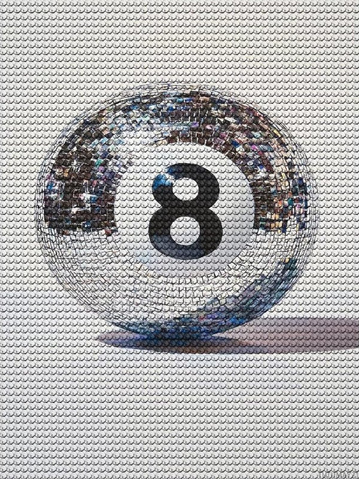 TUTUMAY21 Sparkly Number 8 Ball Diamond Drawing Art Kit for Adults DIY Diamond Art Painting Full Drill Round Gem Art for Crafts Wall Decor 12x16 inch