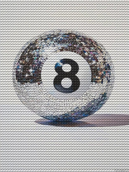 TUTUMAY21 Sparkly Number 8 Ball Diamond Drawing Art Kit for Adults DIY Diamond Art Painting Full Drill Round Gem Art for Crafts Wall Decor 12x16 inch