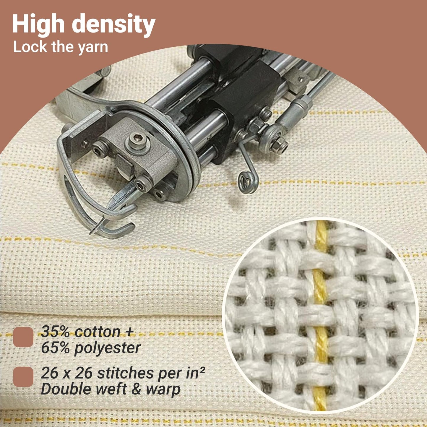 45" x 45" Large Primary Tufting Cloth with Yellow Marked Lines for Tufting Gun, Monks Cloth for Rug Making Kit – Includes 1 Yarn Threader & 2 Glue Scrapers