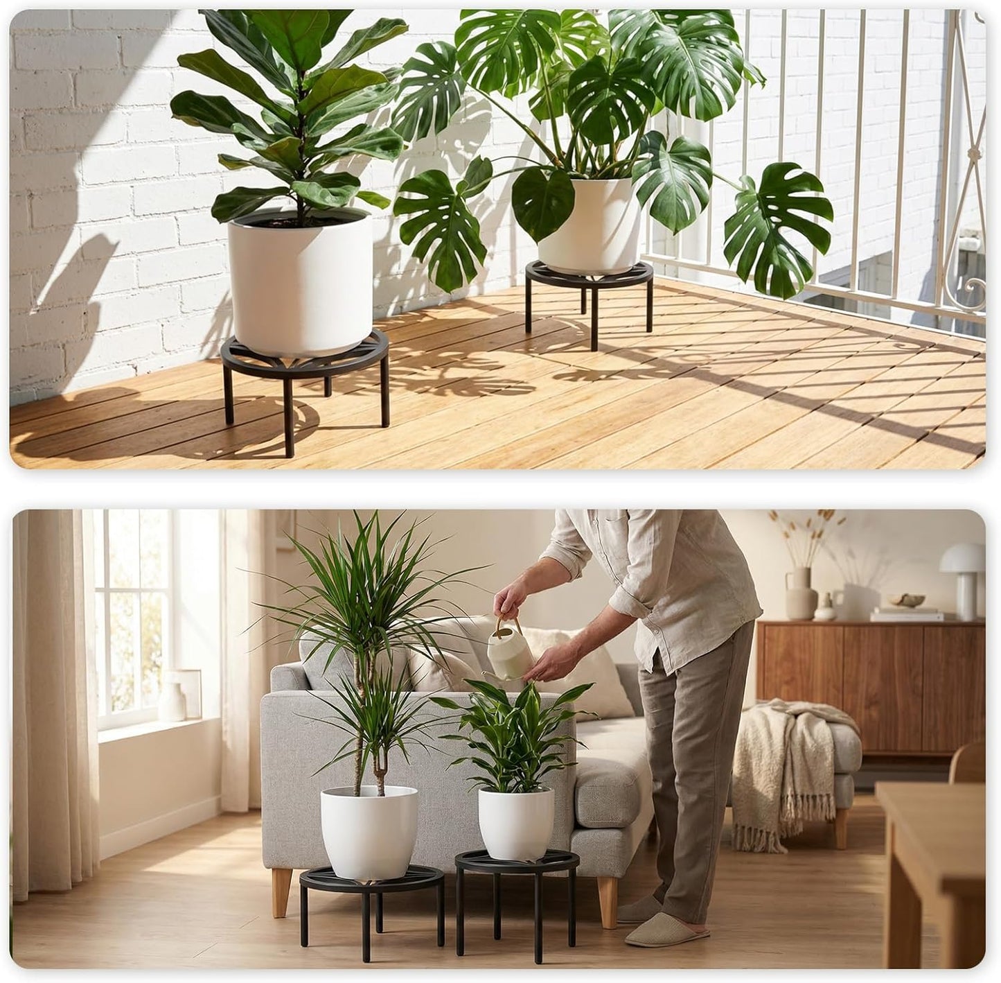 2-Pack Use(11.81" TOSKING Plant Stands - Heavy Duty Low Plant Stand, No Assembly Required Risers for Potted Plants