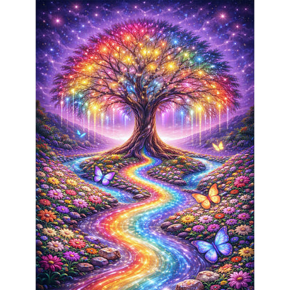 IOHEFY Rainbow Tree of Life Diamond Painting 12 x 16 Inch Full Drill Acrylic Diamond Art DIY Crystal Rhinestone Fantasy Landscape Artwork Nano Pearlescent Canvas Wall Decor Gift
