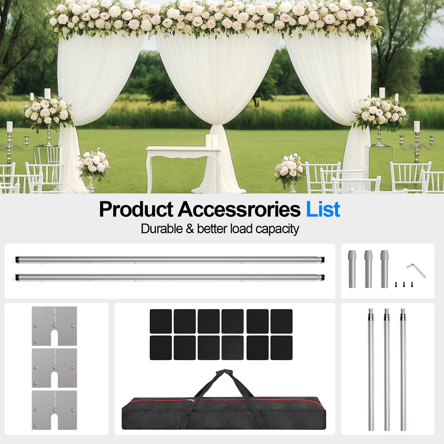 GLOSHOOTING Heavy Duty Backdrop Stand 8.9x20ft, Pipe and Drape Backdrop Stand Kit, Adjustable Metal Frame, Background Stand Backdrop for Wedding Photography Birthday Party Decorations